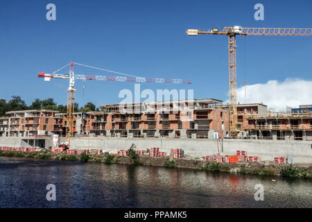 La costruzione di nuovi alloggi in Dockland, Liben Praga, Repubblica Ceca Foto Stock