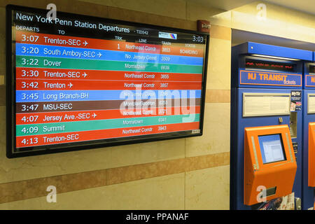 New Jersey Transit Self Service distributori automatici, Penn Station, NYC Foto Stock