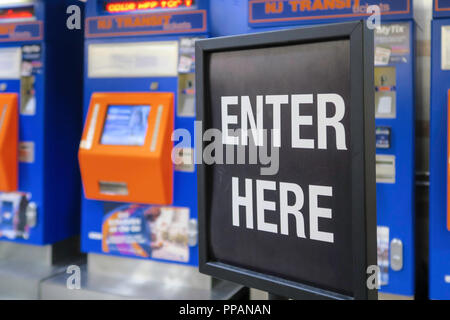 New Jersey Transit Self Service distributori automatici, Penn Station, NYC Foto Stock