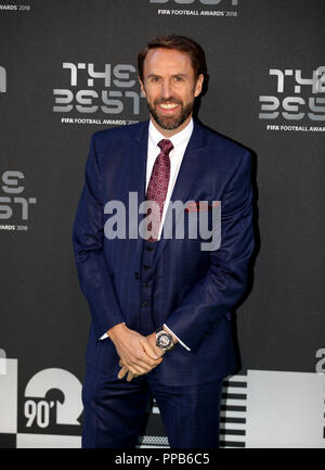 Gareth Southgate durante il miglior FIFA Football Awards 2018 presso la Royal Festival Hall di Londra. Foto Stock