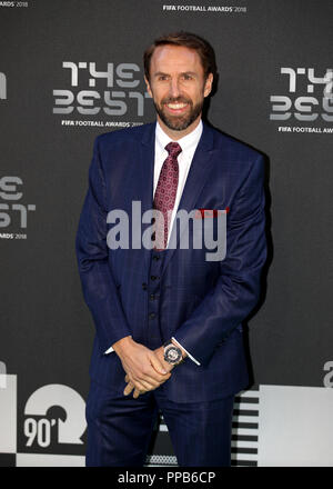 Gareth Southgate durante il miglior FIFA Football Awards 2018 presso la Royal Festival Hall di Londra. Foto Stock