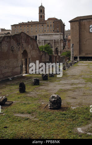 L'Italia. Roma. Basilica Aemilia. Costruito nel II secolo a.c. dai censori M. Fulvio Nobilior e Marcus Aemilius Lepidus. In seguito ricostruito. Foro Romano. Foto Stock