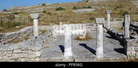 L'Albania. Byllis. Fondata dai Illirians nel IV secolo A.C. Basilica Paleocristiana C. IV e V secolo. Foto Stock