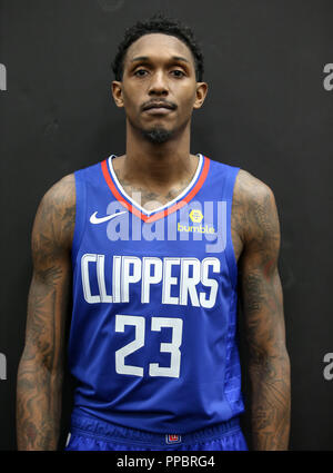 Los Angeles, CA, Stati Uniti d'America. 24Sep, 2018. LA Clippers guard Lou Williams (23) a Los Angles Clippers Media Day al centro di formazione il 24 settembre 2018. (Foto di Jevone Moore) Credito: csm/Alamy Live News Foto Stock