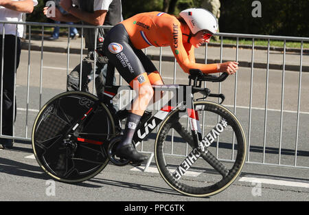 Innsbruck, Austria. Il 25 settembre 2018. Lucinda BRAND (Paesi Bassi) durante il 2018 strada UCI Campionati del mondo, le donne elite cronometro individuale su Settembre 25, 2018 a Innsbruck, Austria - Photo Laurent Lairys / DPPI Credito: Laurent Lairys/Agence Locevaphotos/Alamy Live News Foto Stock