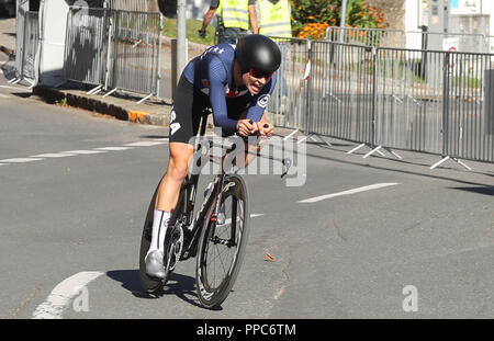 Innsbruck, Austria. Il 25 settembre 2018. Tayler Wyles (USA) durante il 2018 strada UCI Campionati del mondo, le donne elite cronometro individuale su Settembre 25, 2018 a Innsbruck, Austria - Photo Laurent Lairys / DPPI Credito: Laurent Lairys/Agence Locevaphotos/Alamy Live News Foto Stock