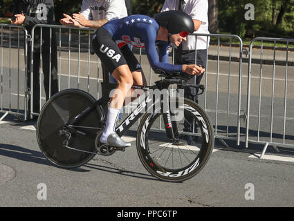 Innsbruck, Austria. Il 25 settembre 2018. Tayler Wyles (USA) durante il 2018 strada UCI Campionati del mondo, le donne elite cronometro individuale su Settembre 25, 2018 a Innsbruck, Austria - Photo Laurent Lairys / DPPI Credito: Laurent Lairys/Agence Locevaphotos/Alamy Live News Foto Stock