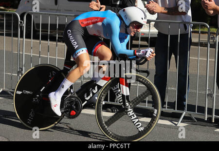 Innsbruck, Austria. Il 25 settembre 2018. Lia Kirchmann (Canada) durante il 2018 strada UCI Campionati del mondo, le donne elite cronometro individuale su Settembre 25, 2018 a Innsbruck, Austria - Photo Laurent Lairys / DPPI Credito: Laurent Lairys/Agence Locevaphotos/Alamy Live News Foto Stock