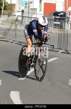 Innsbruck, Austria. Il 25 settembre 2018. Juliette Labous (Francese) durante il 2018 strada UCI Campionati del mondo, le donne elite cronometro individuale su Settembre 25, 2018 a Innsbruck, Austria - Photo Laurent Lairys / DPPI Credito: Laurent Lairys/Agence Locevaphotos/Alamy Live News Foto Stock