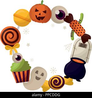 Happy halloween cornice circolare Illustrazione Vettoriale