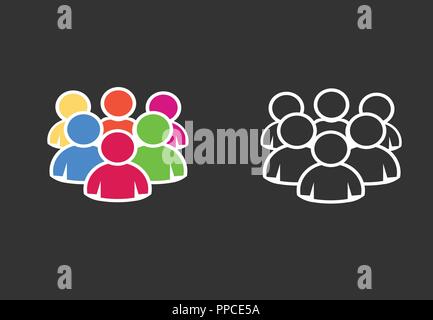 Persone del team di gruppo, vettore icona impostare Illustrazione Vettoriale