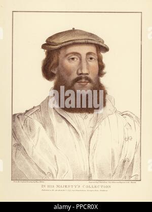 Charles Brandon, primo duca di Suffolk, primo Visconte Lisle (c.1484-1545). Handcolored incisione su rame da Francesco Bartolozzi dopo Hans Holbein da facsimili di disegni originali di Hans Holbein, Hamilton, Adams, Londra, 1884. Foto Stock