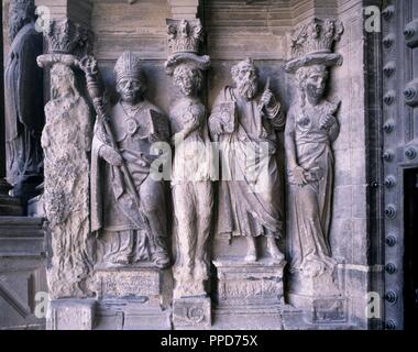 DETALLE DE LA PORTADA PRINCIPAL DE LA CATEDRAL de Nuestra Señora de la huerta - SIGLO XVI. Posizione: Catedral de Nuestra Señora de la huerta. TARAZONA. Saragozza Zaragoza. Spagna. Foto Stock