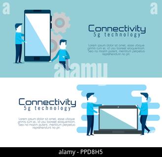 La connettività 5g icone della tecnologia Illustrazione Vettoriale