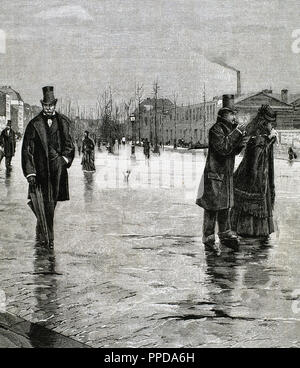 Di ritorno da un funerale. Incisione in "l'Spagnolo e illustrazione americana", 1877. Foto Stock