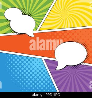 Colorate le pagine di fumetti con effetti di mezzitoni Illustrazione Vettoriale