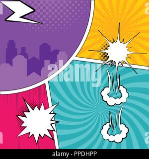 Colorate le pagine di fumetti con effetti di mezzitoni Illustrazione Vettoriale