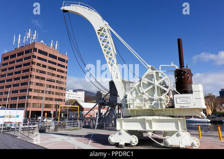 Patrimonio di Hobart gru a vapore, Constitution Dock, Hobart, Tasmania Foto Stock