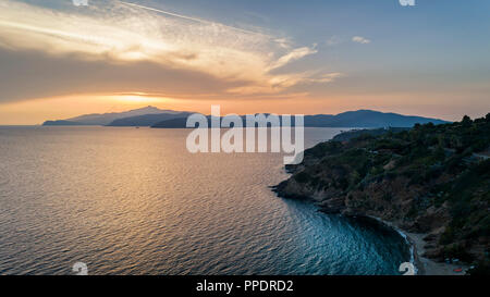 Tramonto all'Isola d'Elba Foto Stock