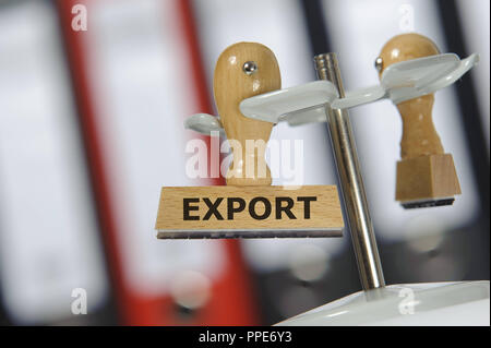 Esportazione contrassegnati sul timbro di legno Foto Stock