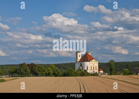 Marienberg - deliziosa chiesa di pellegrinaggio nel comune di Burghausen, Regione Inn-Salzach, Alta Baviera, Baviera, Germania. Foto Stock