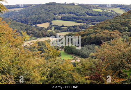 Vista sulla valle di Wye in Galles del Sud nei pressi di Llandogo Foto Stock