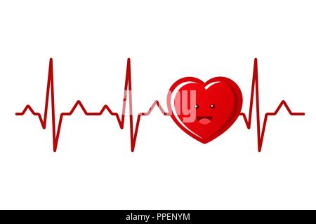 Impulso di cuore illustrazione vettoriale isolati su sfondo bianco cardiogram Illustrazione Vettoriale