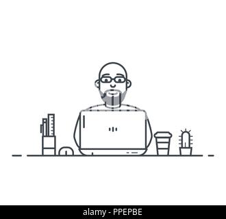 Sviluppatore che lavora sul computer portatile Illustrazione Vettoriale