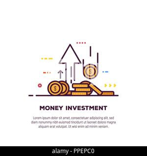 Denaro e banner di investimento Illustrazione Vettoriale