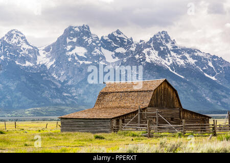 John storico Moulton Barn lungo la fila di mormoni nel Parco Nazionale di Grand Teton, Wyoming Foto Stock