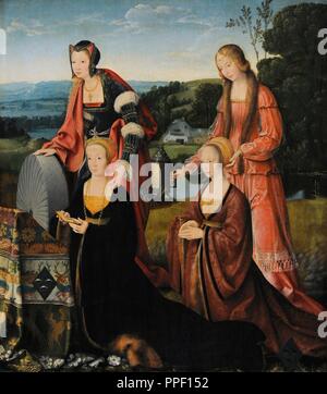 Joos van Cleve (h.1485-1540/1541). Pittore fiammingo. Trittico con la morte di Maria, 1515. Pannello laterale. Wallraf-Richartz Museum. Colonia. Germania. Foto Stock