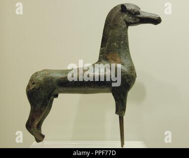 Arte greche. Periodo Arcaico. Cavallo. Bronzo. Museo archeologico di Olympia. La Grecia. Foto Stock