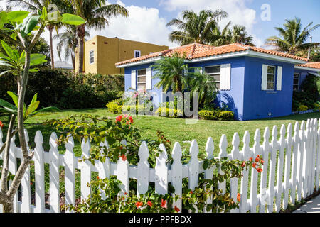 West Palm Beach Florida, Old Northwood Historic District, case residenze, bianco recinto picket, FL180212121 Foto Stock