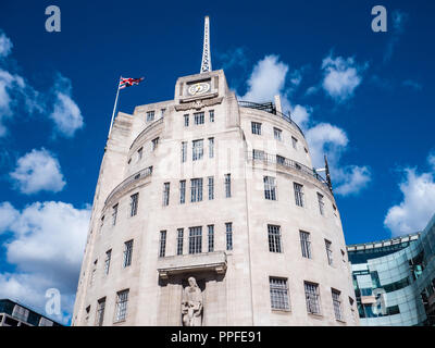 Vecchia casa di radiodiffusione, Broadcasting House, BBC Television Centre, Portland Place, Marylebone, London, England, Regno Unito, GB. Foto Stock