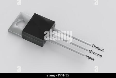 Isolato A-220 MOSFET pacchetto elettronico 3D render Foto Stock