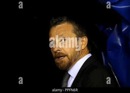 Fulham manager Jokanovic Slavisa prima del terzo round Carabao Cup match al New Den, Londra. Foto Stock