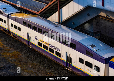 West Coast Express treno dei pendolari, Vancouver, British Columbia, Canada Foto Stock