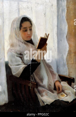 Joan Llimona - Lettura 1891 olio su tela. Il Museu Nacional d'Art de Catalunya, Barcelona, Spagna. Foto Stock