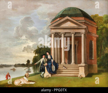 Johann Zoffany - David Garrick e sua moglie per il suo tempio a Shakespeare, Hampton. Circa 1762. Olio su tela. Yale Center per British Art di New Haven, Foto Stock