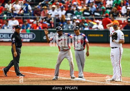 Abiatal Avelino de Águilas Cibaeñas de Republica Dominicana . Aspectos del segundo día de actividades de la Serie del Caribe con el partido de beisbo Foto Stock