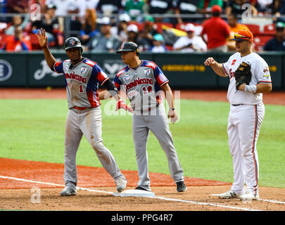 Abiatal Avelino de Águilas Cibaeñas de Republica Dominicana . Aspectos del segundo día de actividades de la Serie del Caribe con el partido de beisbo Foto Stock