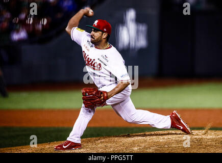 Rolando Valdez brocca abridor de Mexico. Acciones, duranti el partido de beisbol de la Serie del Caribe con el encuentro entre Tomateros de Culiaca Foto Stock