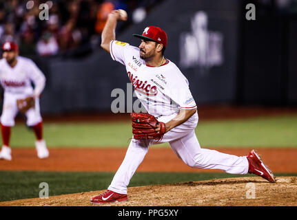 Rolando Valdez brocca abridor de Mexico. Acciones, duranti el partido de beisbol de la Serie del Caribe con el encuentro entre Tomateros de Culiaca Foto Stock