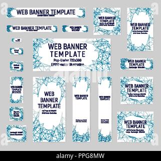 Set di banner. Modelli di Web di dimensioni standard. Illustrazione Vettoriale. Scientifici figura poligonale. Illustrazione Vettoriale