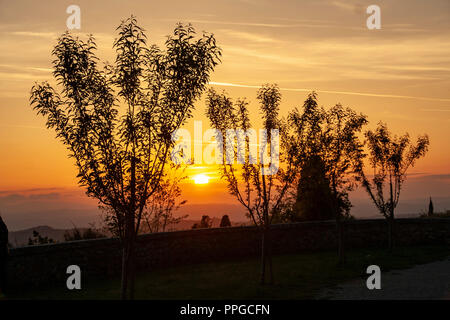 Paesaggio di Sorrento la penisola da monte San Costanzo, a Massa Lubrense, Sorrento al tramonto Foto Stock