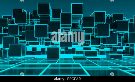 Un avveniristico immagine di sfondo con cubi (3d rendering) Foto Stock