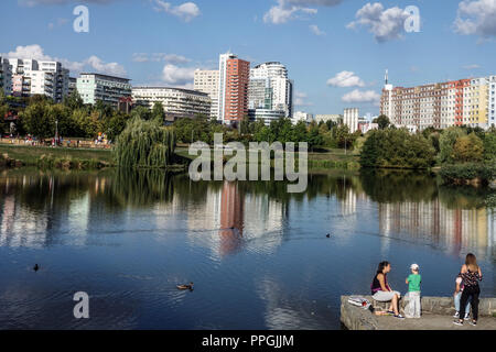 La Nepomuk stagno, Stodulky district, Praga, Repubblica Ceca Foto Stock