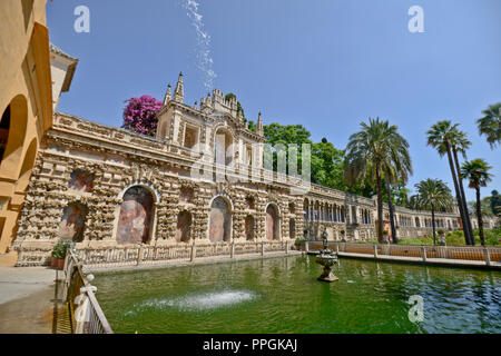 Alcazar di Siviglia (Real Alcazar de Sevilla). Galería de Grutesco. Spagna Foto Stock