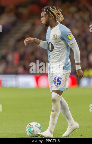 Bournemouth, Regno Unito. Il 25 settembre 2018. Kasey Palmer di Blackburn Rovers durante l EFL Carabao Cup terzo turno match tra AFC Bournemouth e Blackburn Rovers presso la vitalità Stadium, Bournemouth, Inghilterra il 25 settembre 2018. Foto di Simon Carlton. Solo uso editoriale, è richiesta una licenza per uso commerciale. Nessun uso in scommesse, giochi o un singolo giocatore/club/league pubblicazioni. Credit: UK Sports Pics Ltd/Alamy Live News Foto Stock