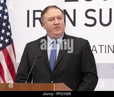 New York, NY, STATI UNITI D'AMERICA. Xxv Sep, 2018. MIKE POMPEO, U.S. Il segretario di Stato, al Regno contro Iran nucleare (UANI) 2018 Iran vertice nella città di New York New York il 25 settembre 2018 Credit: Michael Brochstein/ZUMA filo/Alamy Live News Foto Stock